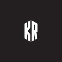 KR Logo monogram with hexagon shape style design template vector