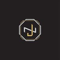 JN Initial letter overlapping interlock logo monogram line art style vector