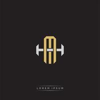 MH Initial letter overlapping interlock logo monogram line art style vector