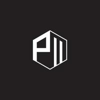 PM Logo monogram hexagon with black background negative space vector