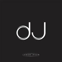 DJ Initial Letter Split Lowercase Logo Modern Monogram Template Isolated on Black White vector