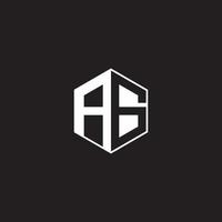AG Logo monogram hexagon with black background negative space style vector