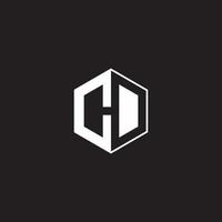 CD Logo monogram hexagon with black background negative space style vector