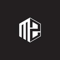 MZ Logo monogram hexagon with black background negative space style vector
