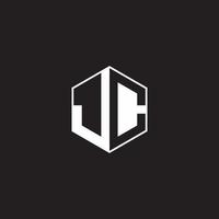 JC Logo monogram hexagon with black background negative space style vector