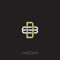 DB Initial letter overlapping interlock logo monogram line art style vector