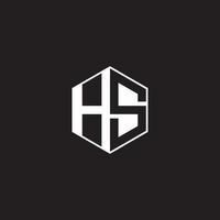 HS Logo monogram hexagon with black background negative space style vector