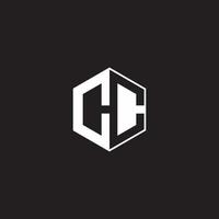 CC Logo monogram hexagon with black background negative space vector