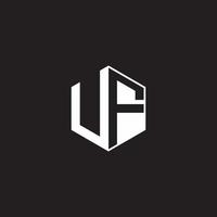 UF Logo monogram hexagon with black background negative space style vector