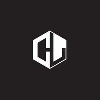 CL Logo monogram hexagon with black background negative space style vector