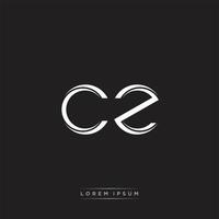 CZ Initial Letter Split Lowercase Logo Modern Monogram Template Isolated on Black White vector