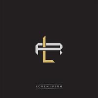 LR Initial letter overlapping interlock logo monogram line art style vector