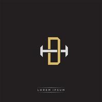 DH Initial letter overlapping interlock logo monogram line art style vector
