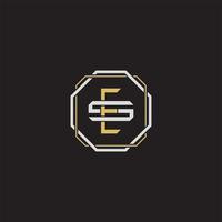 ES Initial letter overlapping interlock logo monogram line art style vector