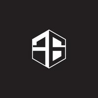 FG Logo monogram hexagon with black background negative space style vector
