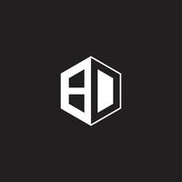 BD Logo monogram hexagon with black background negative space style vector