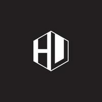 HU Logo monogram hexagon with black background negative space style vector