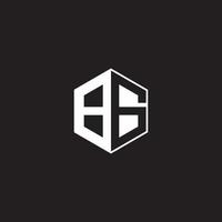 BG Logo monogram hexagon with black background negative space style vector