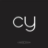 CY Initial Letter Split Lowercase Logo Modern Monogram Template Isolated on Black White vector