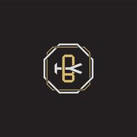 BK Initial letter overlapping interlock logo monogram line art style vector