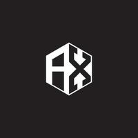 AX Logo monogram hexagon with black background negative space style vector