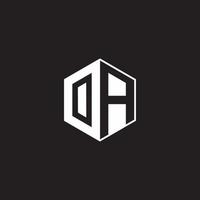 OA Logo monogram hexagon with black background negative space style vector