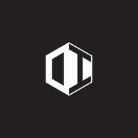 DI Logo monogram hexagon with black background negative space style vector