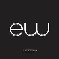 EW Initial Letter Split Lowercase Logo Modern Monogram Template Isolated on Black White vector