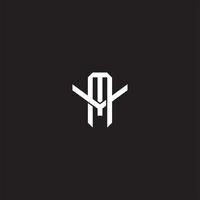MY Initial letter overlapping interlock logo monogram line art style vector