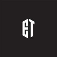 ET Logo monogram with hexagon shape style design template vector