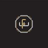 FU Initial letter overlapping interlock logo monogram line art style vector