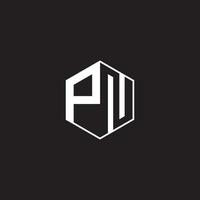 PN Logo monogram hexagon with black background negative space vector