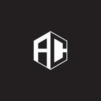 AC Logo monogram hexagon with black background negative space style vector