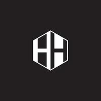 HH Logo monogram hexagon with black background negative space vector