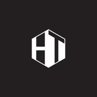 HT Logo monogram hexagon with black background negative space style vector