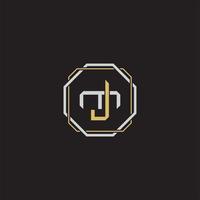 JM Initial letter overlapping interlock logo monogram line art style vector
