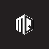 MQ Logo monogram hexagon with black background negative space style vector