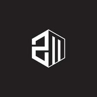 ZM Logo monogram hexagon with black background negative space style vector