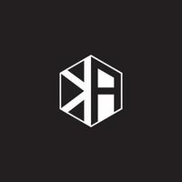 KA Logo monogram hexagon with black background negative space style vector