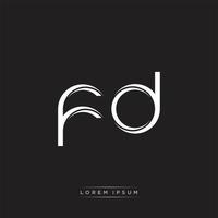 FD Initial Letter Split Lowercase Logo Modern Monogram Template Isolated on Black White vector