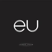 EU Initial Letter Split Lowercase Logo Modern Monogram Template Isolated on Black White vector