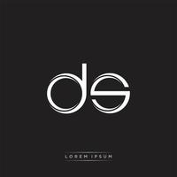 DS Initial Letter Split Lowercase Logo Modern Monogram Template Isolated on Black White vector