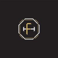 FH Initial letter overlapping interlock logo monogram line art style vector