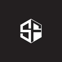 SF Logo monogram hexagon with black background negative space style vector