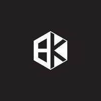 BK Logo monogram hexagon with black background negative space style vector