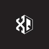 XQ Logo monogram hexagon with black background negative space style vector