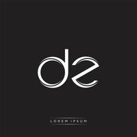 DZ Initial Letter Split Lowercase Logo Modern Monogram Template Isolated on Black White vector