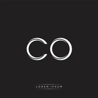 CO Initial Letter Split Lowercase Logo Modern Monogram Template Isolated on Black White vector