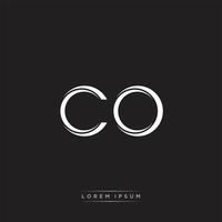 CO Initial Letter Split Lowercase Logo Modern Monogram Template Isolated on Black White vector