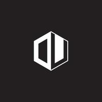 DU Logo monogram hexagon with black background negative space style vector